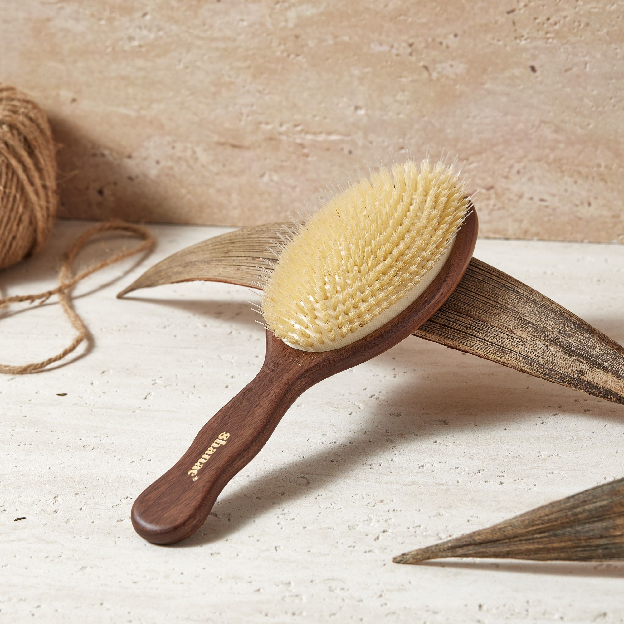 A FAS级北美黑胡桃黄金猪鬃蓬松发根金鬃梳礼盒装 sf  