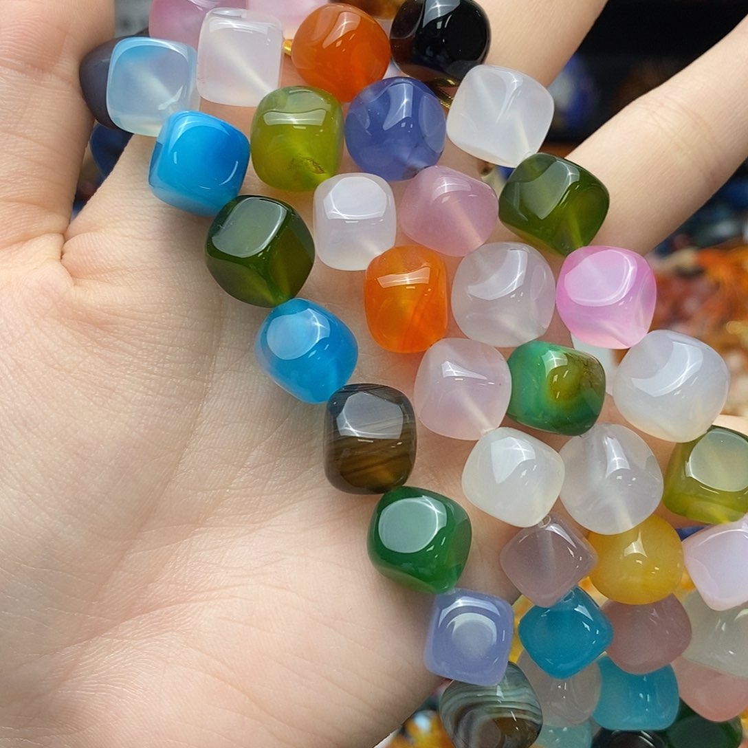 玛瑙/玉髓未镶嵌珠宝半成品巴西多宝玛瑙对角约13mm一条