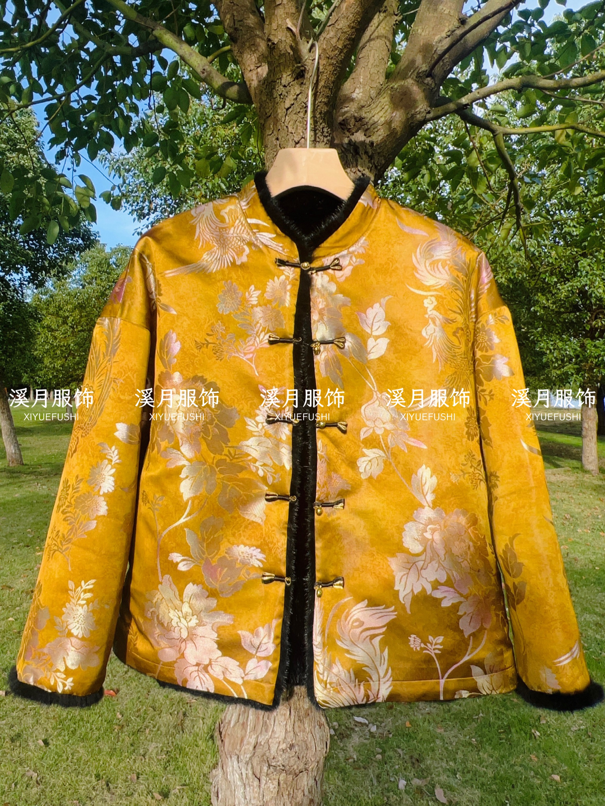 【凤凰于飞】双面穿新中式圆领冬季水貂毛上衣女时尚国风外套厚款