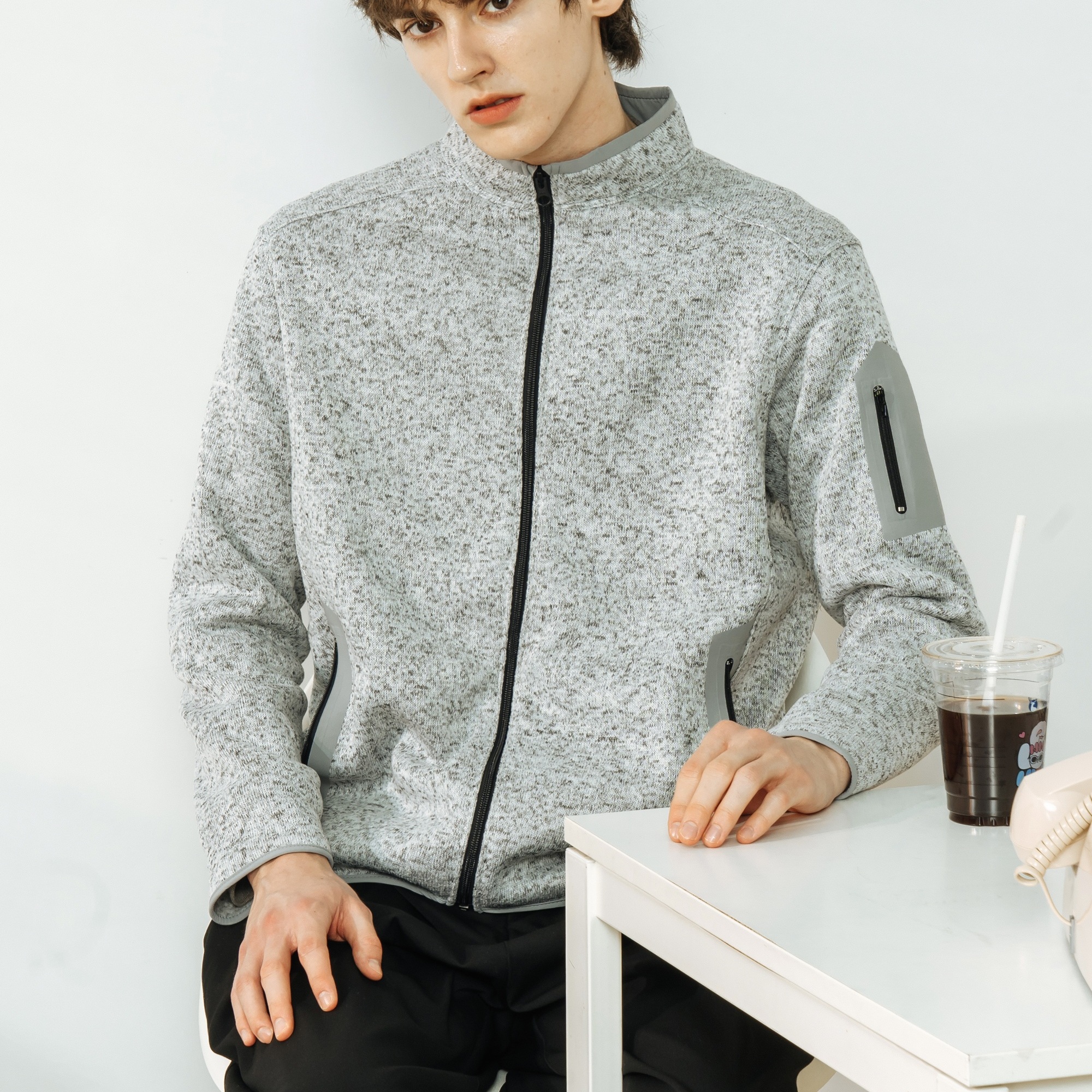 UTIMUS抓绒夹克开衫拉链衫蓄热保暖外套休闲立领户外Knit Fleece