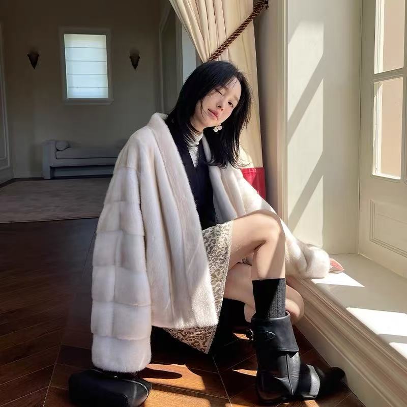 新款貂皮大衣女整貂进口天鹅绒水貂皮草外套2518