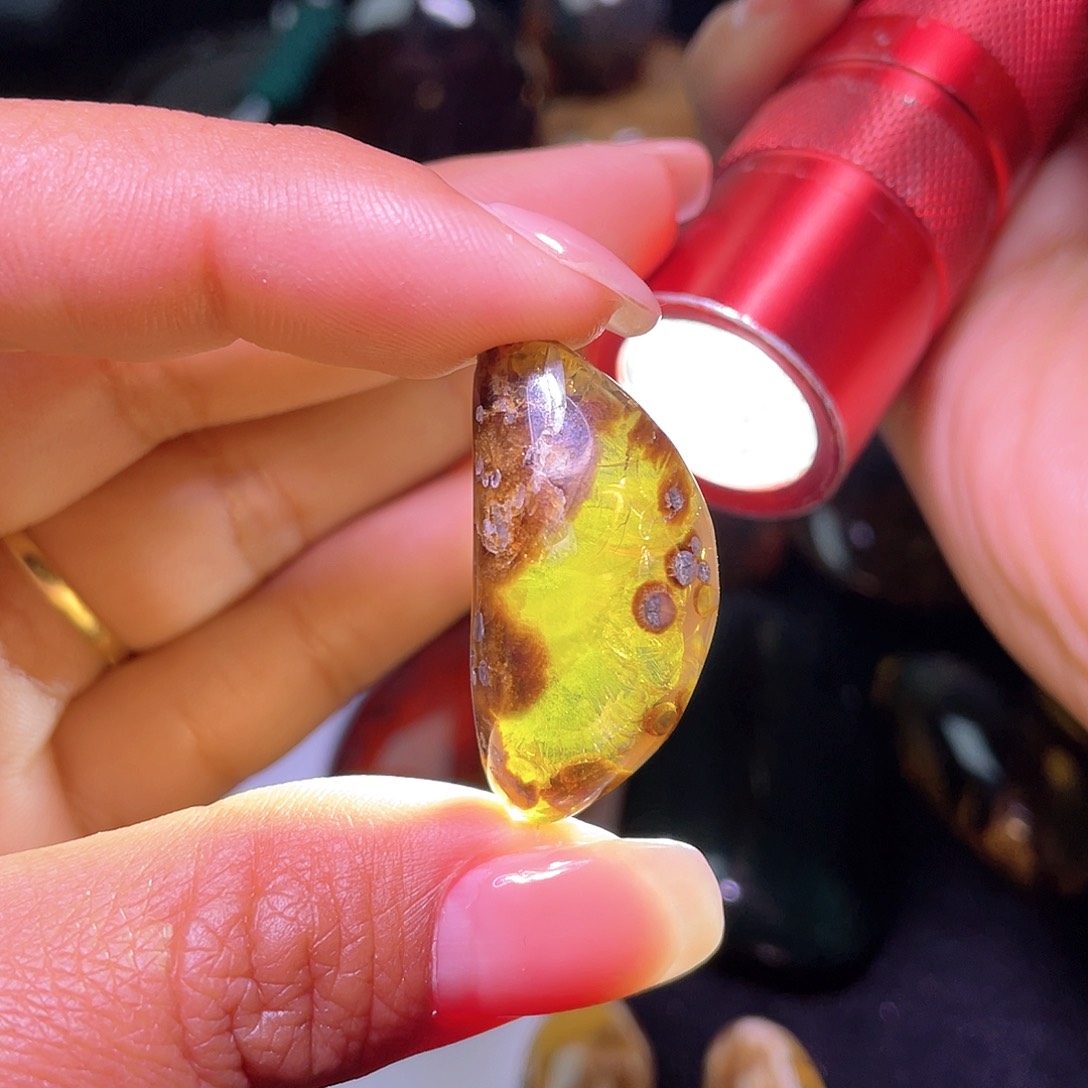 琥珀裸石未镶嵌？