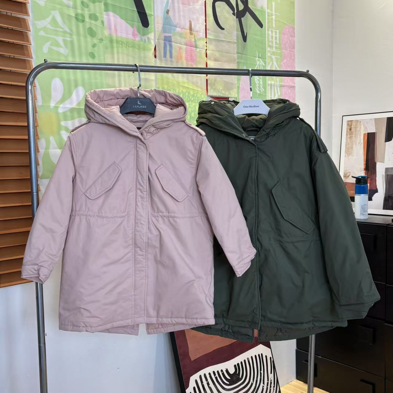 连帽抽绳显瘦保暖派克棉服5463