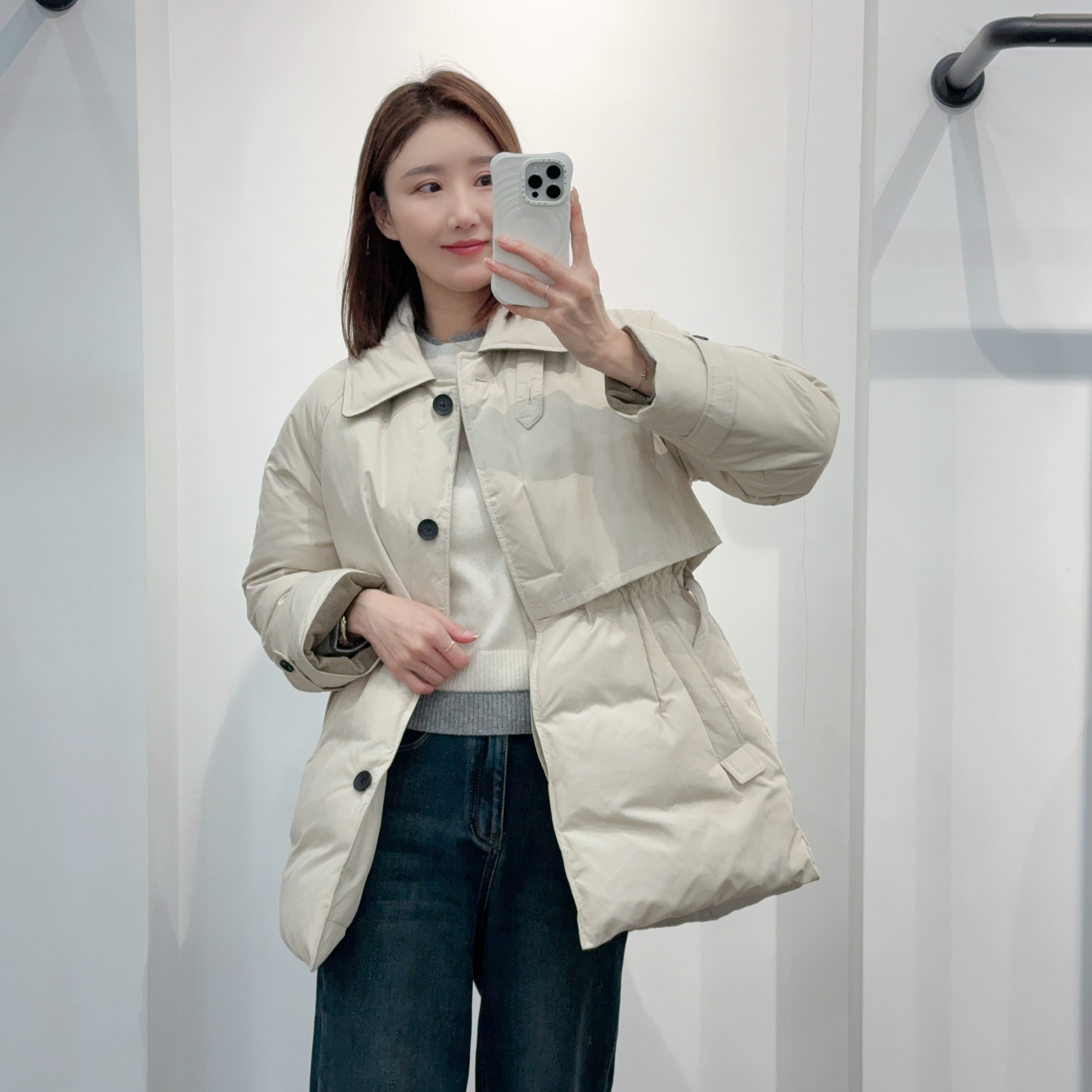 2025冬季新款风衣版加厚纯色厚款羽绒服