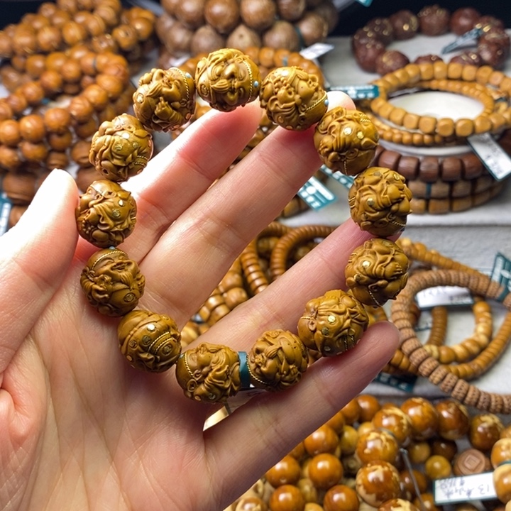 紫金鼠手串黄铜镶嵌财神卡15