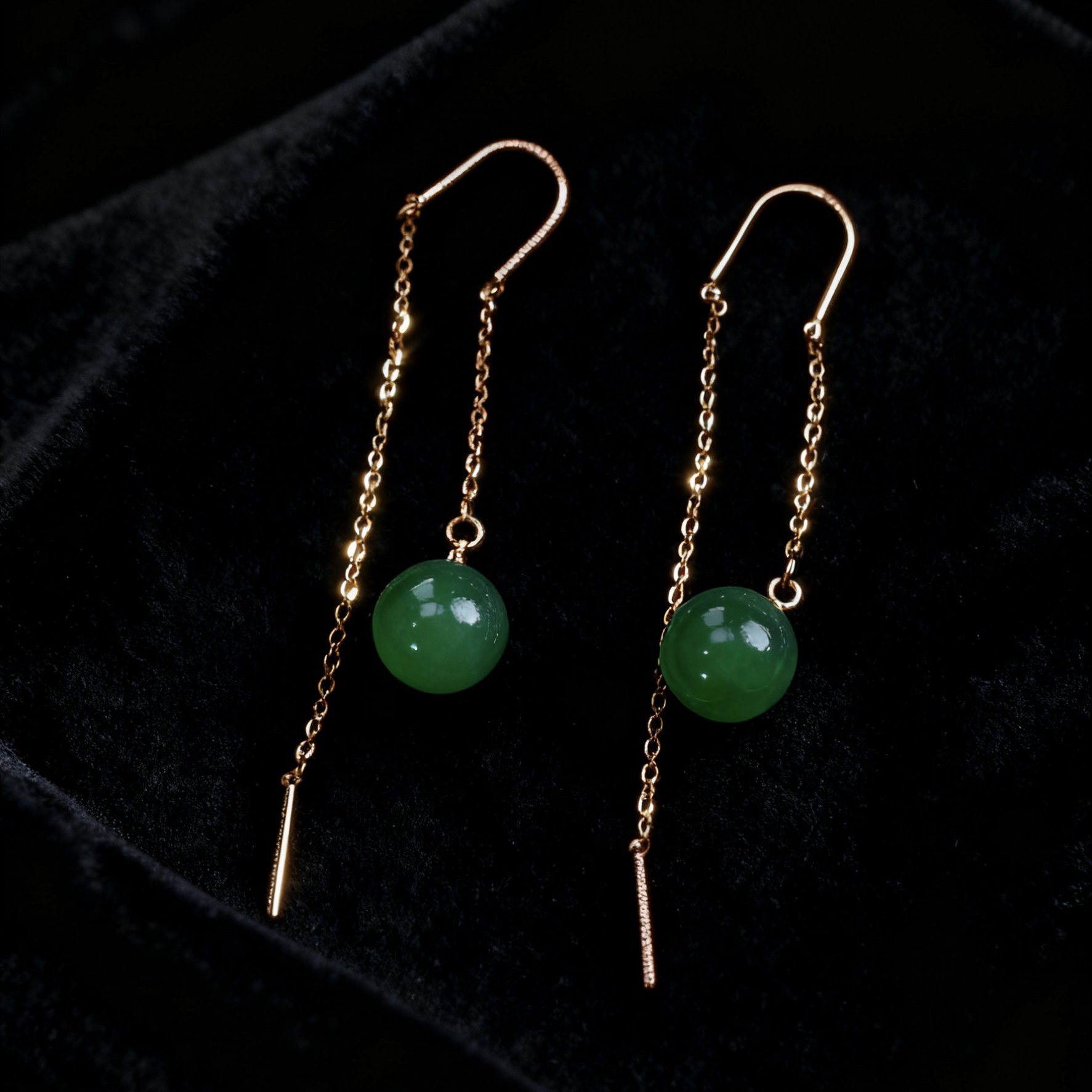 合金树脂耳饰 高冰阳绿设计款耳坠