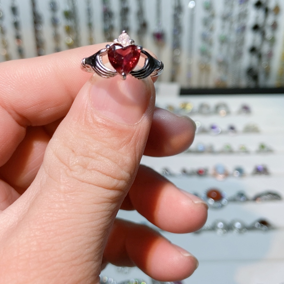 绿水晶戒指银S925镶嵌