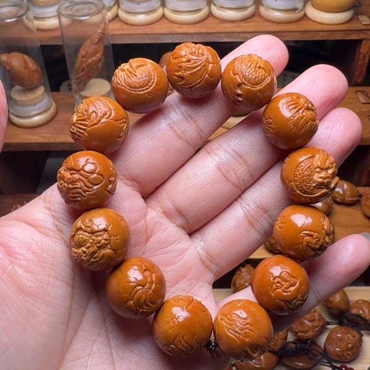 橄榄核手串/手链圆珠浮雕龙手串