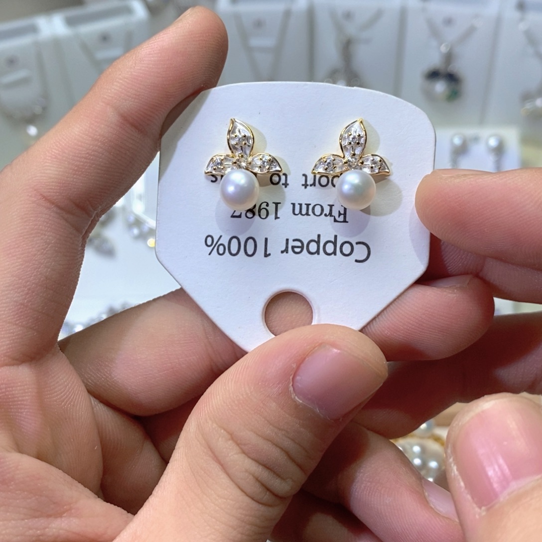 银S925镶嵌淡水珍珠耳坠