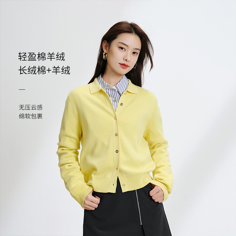 EP YAYING雅莹女装 简约衬衫式直身型针织开衫 2025新款9162A
