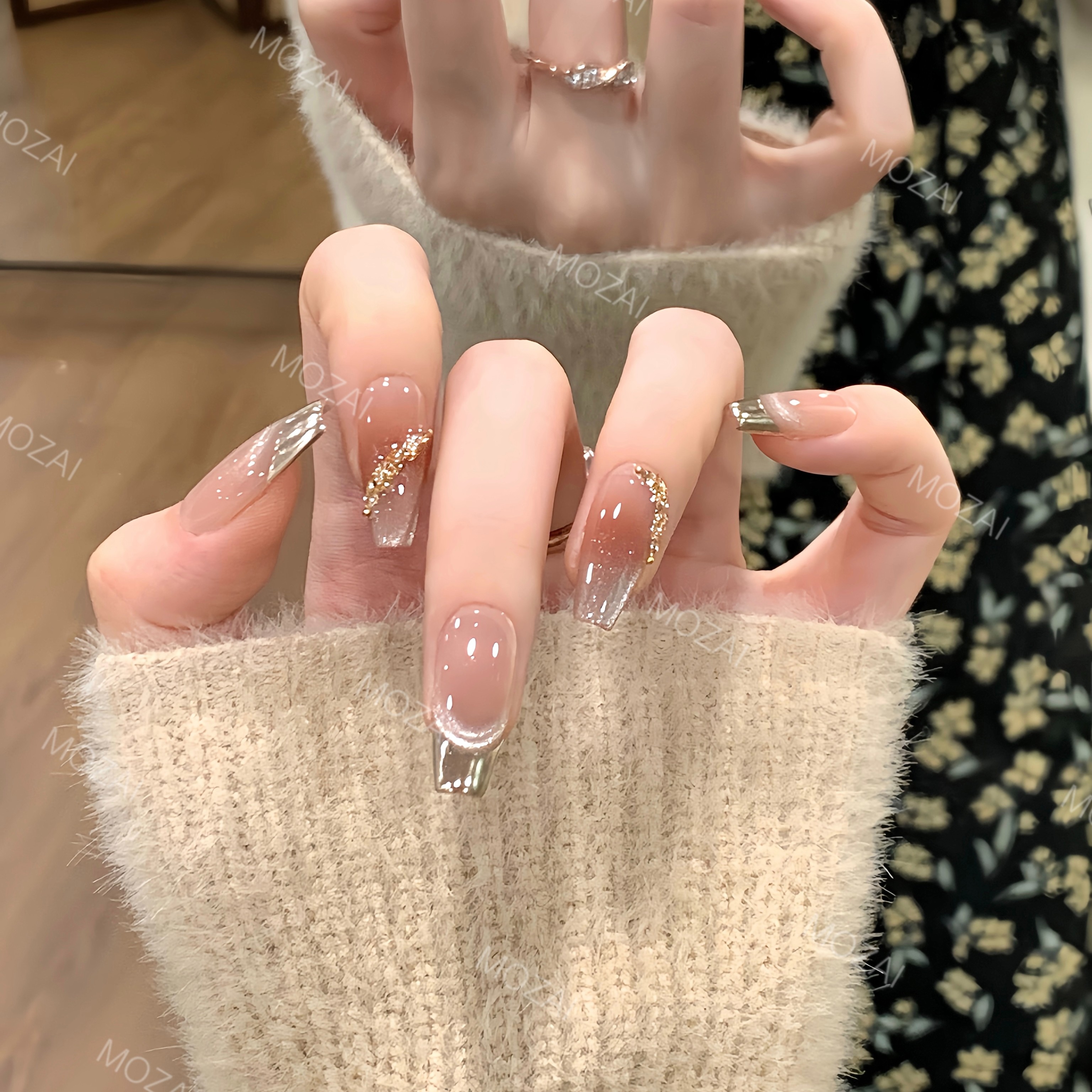 茉哉I现货【秋奢】纯手工定制美甲拆卸穿戴甲A1523/1524