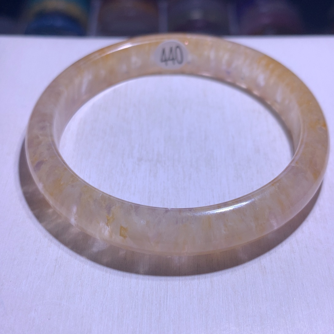 手镯水晶银S925镶嵌蜂蜜奶盖60.4圈440