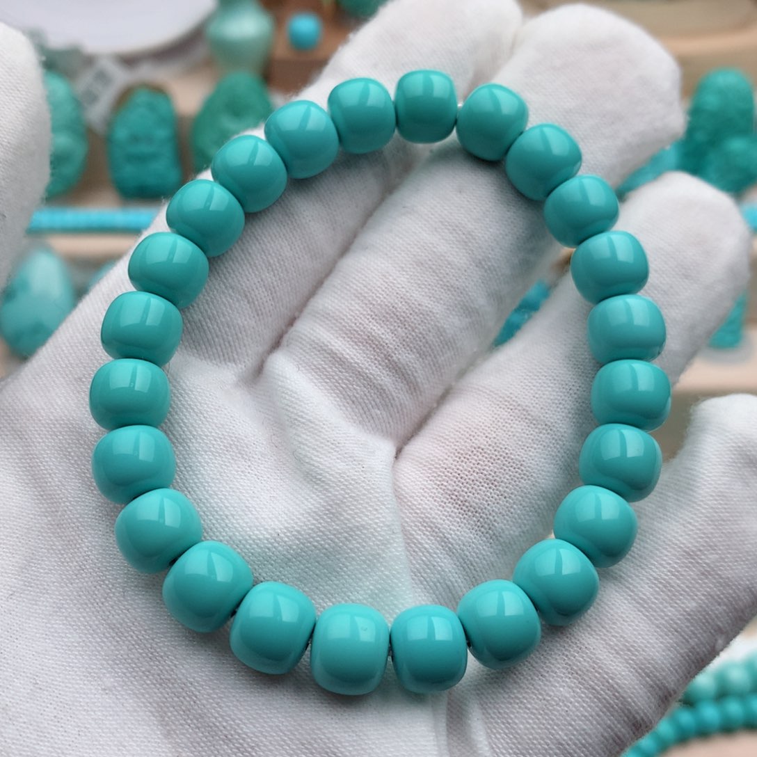 绿松石珠宝奇石未镶嵌8.6mm