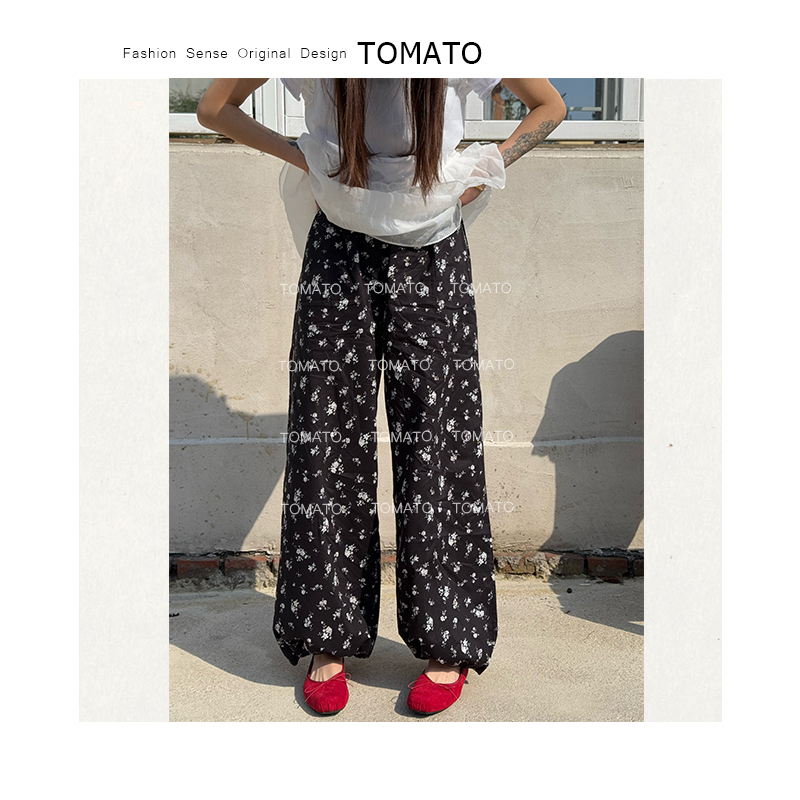 【TomaTo】「密语花园」韩系休闲洋气百搭气质碎花休闲裤C25K36886