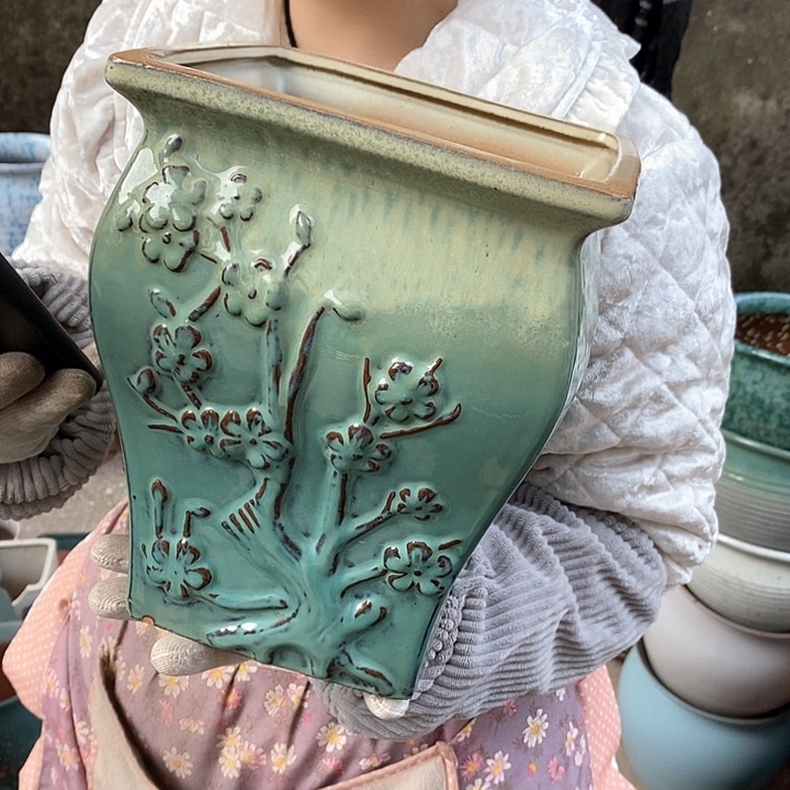 紫砂花盆瑕疵口20高24