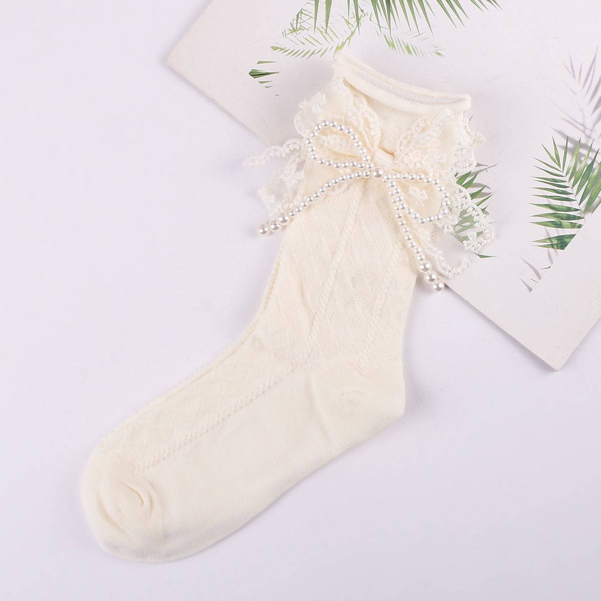 自选蝴蝶结四季款中筒袜一双