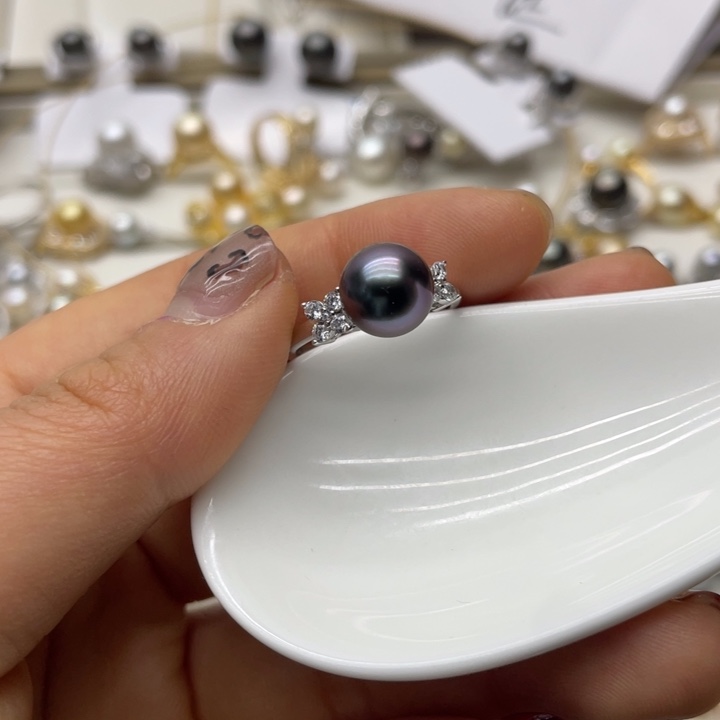 海水珍珠戒指银S925镶嵌