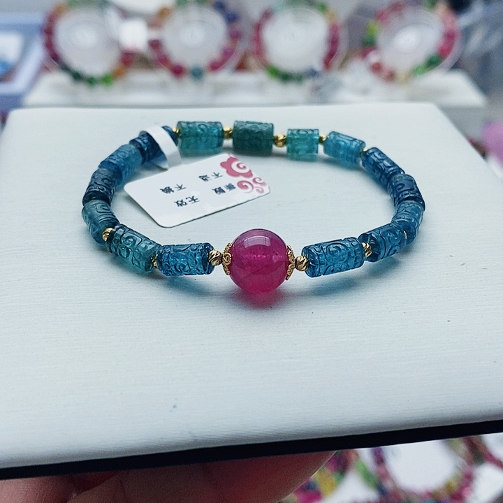 碧玺手链18K金镶嵌10号