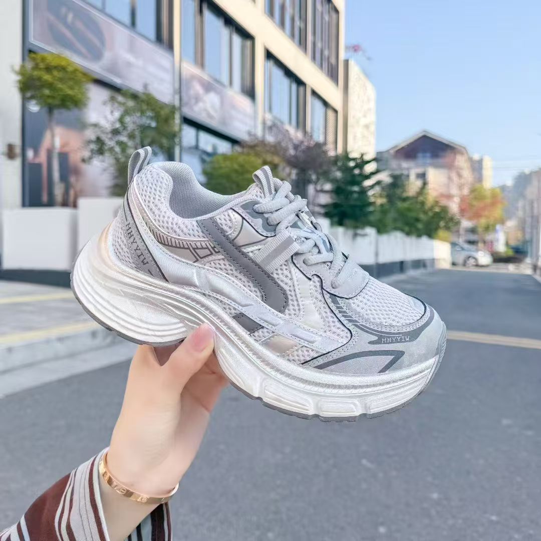 （梵拉哲）透气增高塑形白鞋女士老爹鞋春季百搭休闲鞋时尚网红