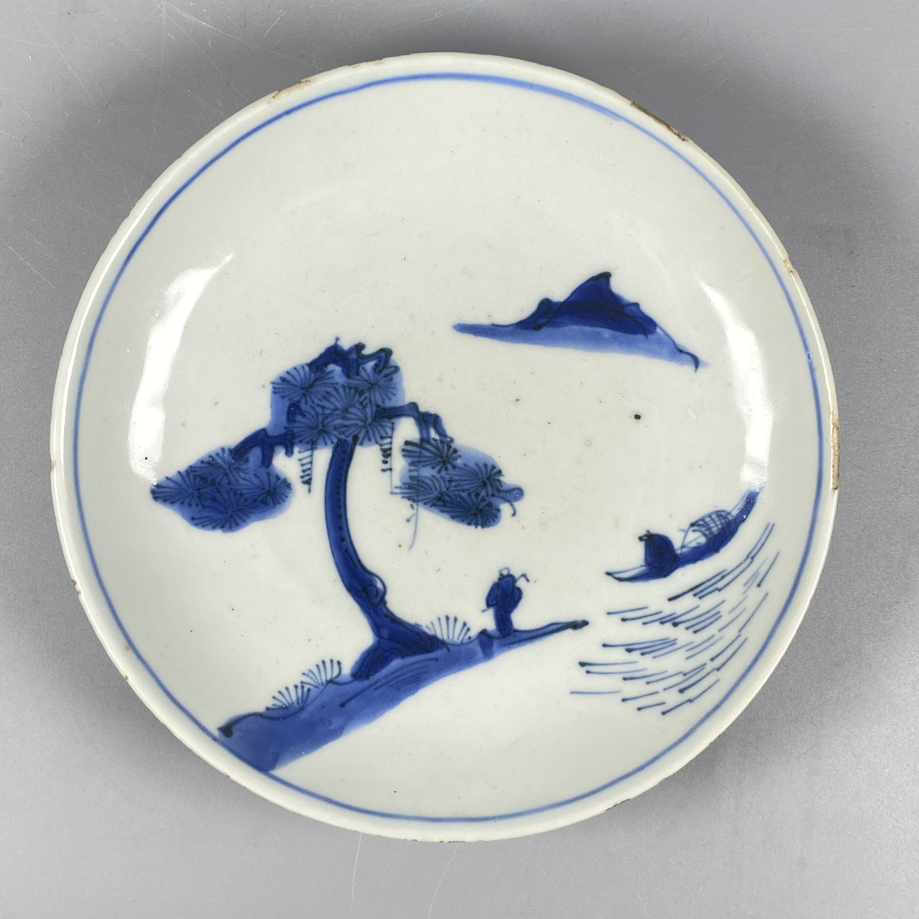 022041476 明晚期 青花山水人物纹盘/SG/云南省文物总店