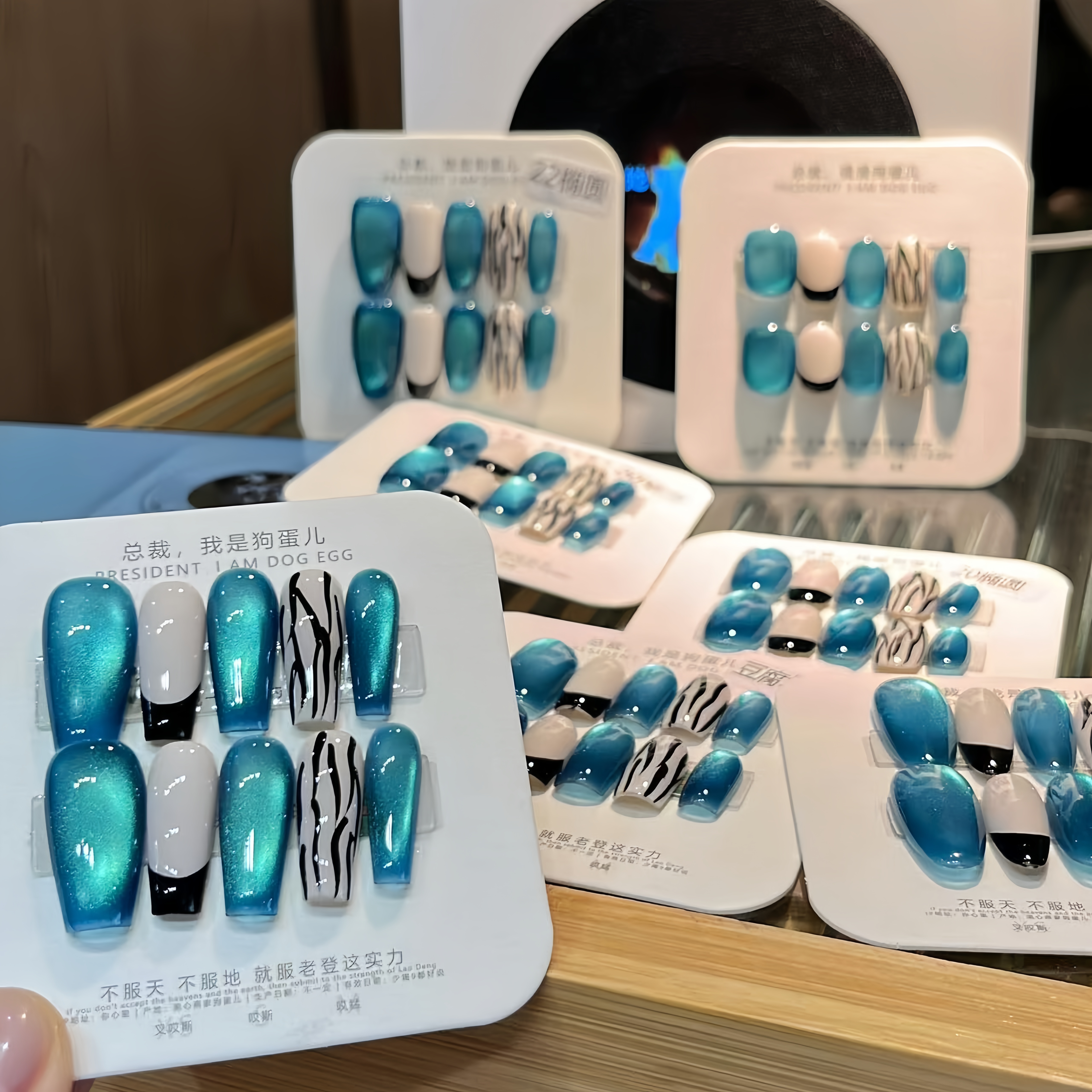 Q331现【斑马斑马·狗蛋儿】纯手工穿戴甲手绘线条