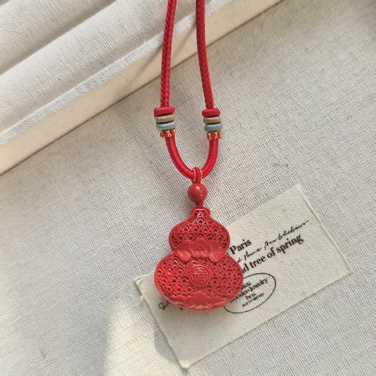 含辰砂工艺品PJ31高含量朱砂葫芦福禄吊坠项链挂件多样性发一
