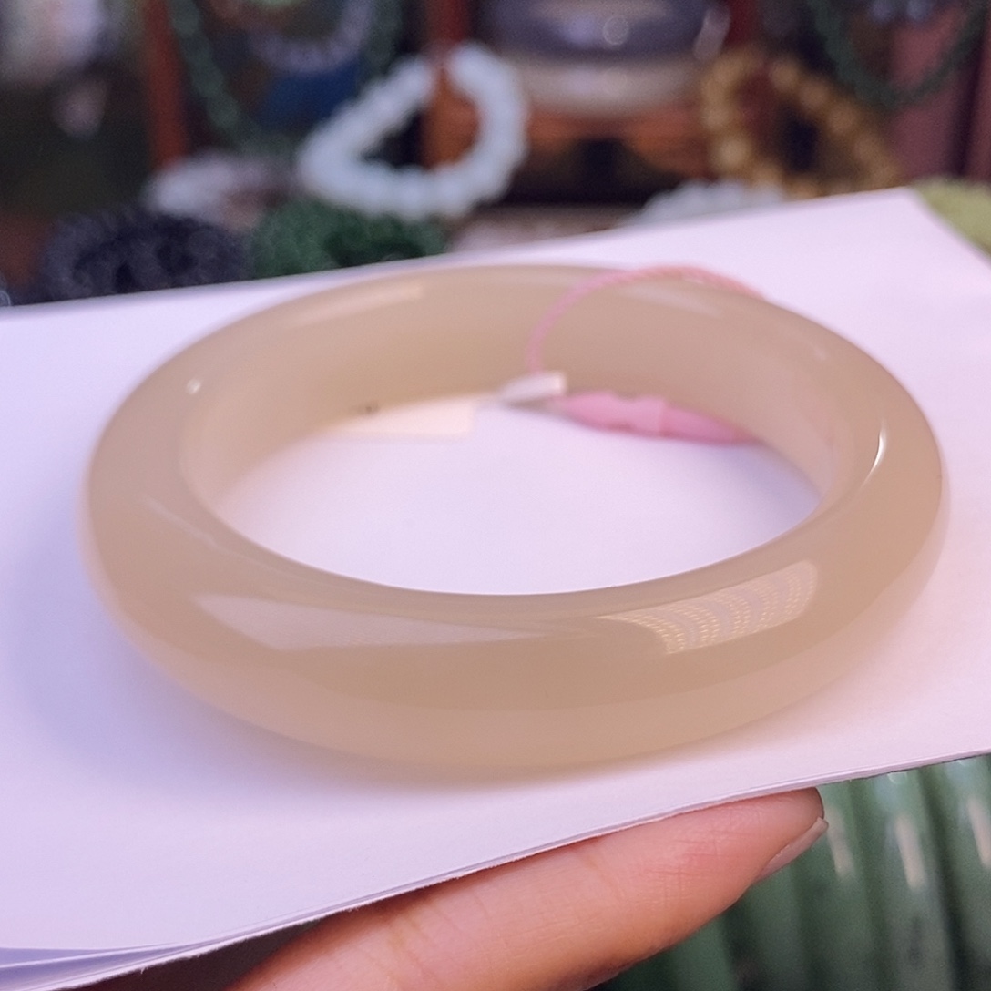 和田玉未镶嵌颈饰收藏级57浓藕粉手镯老矿料