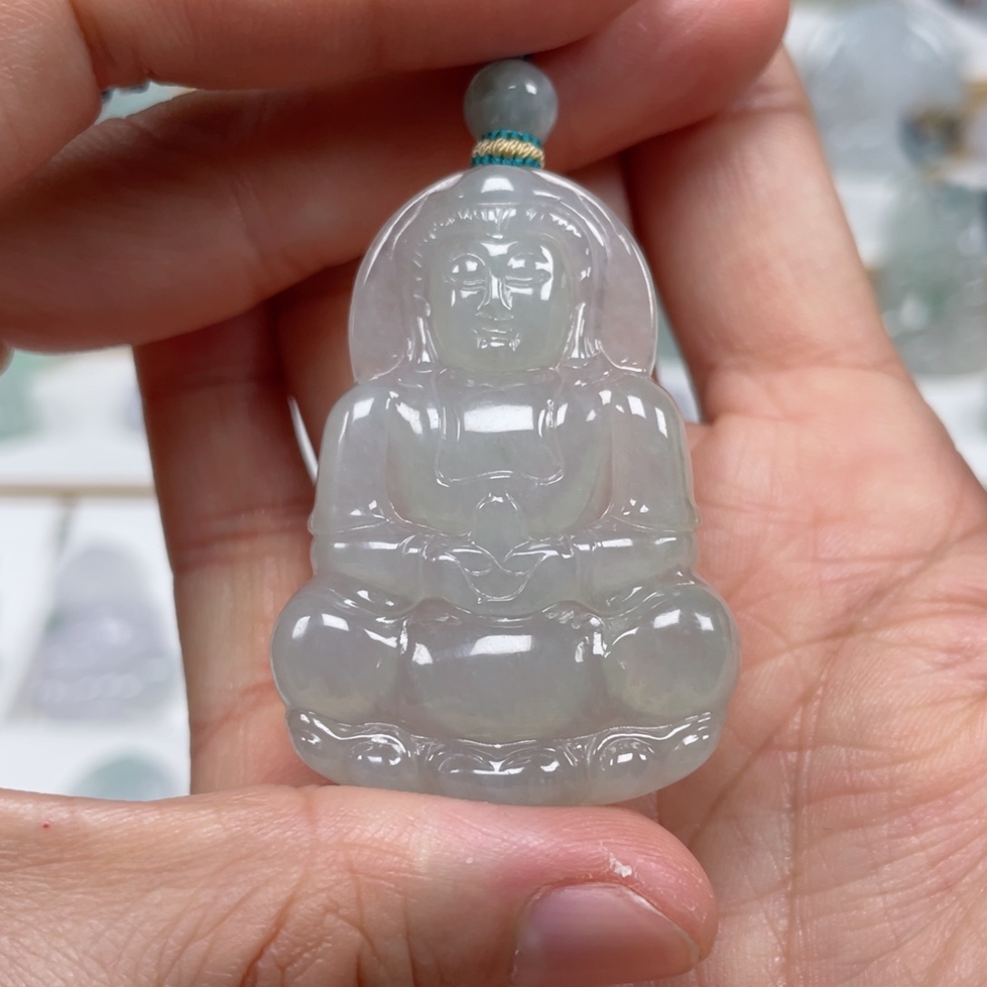 翡翠颈饰未镶嵌天然翡翠A货观音20号