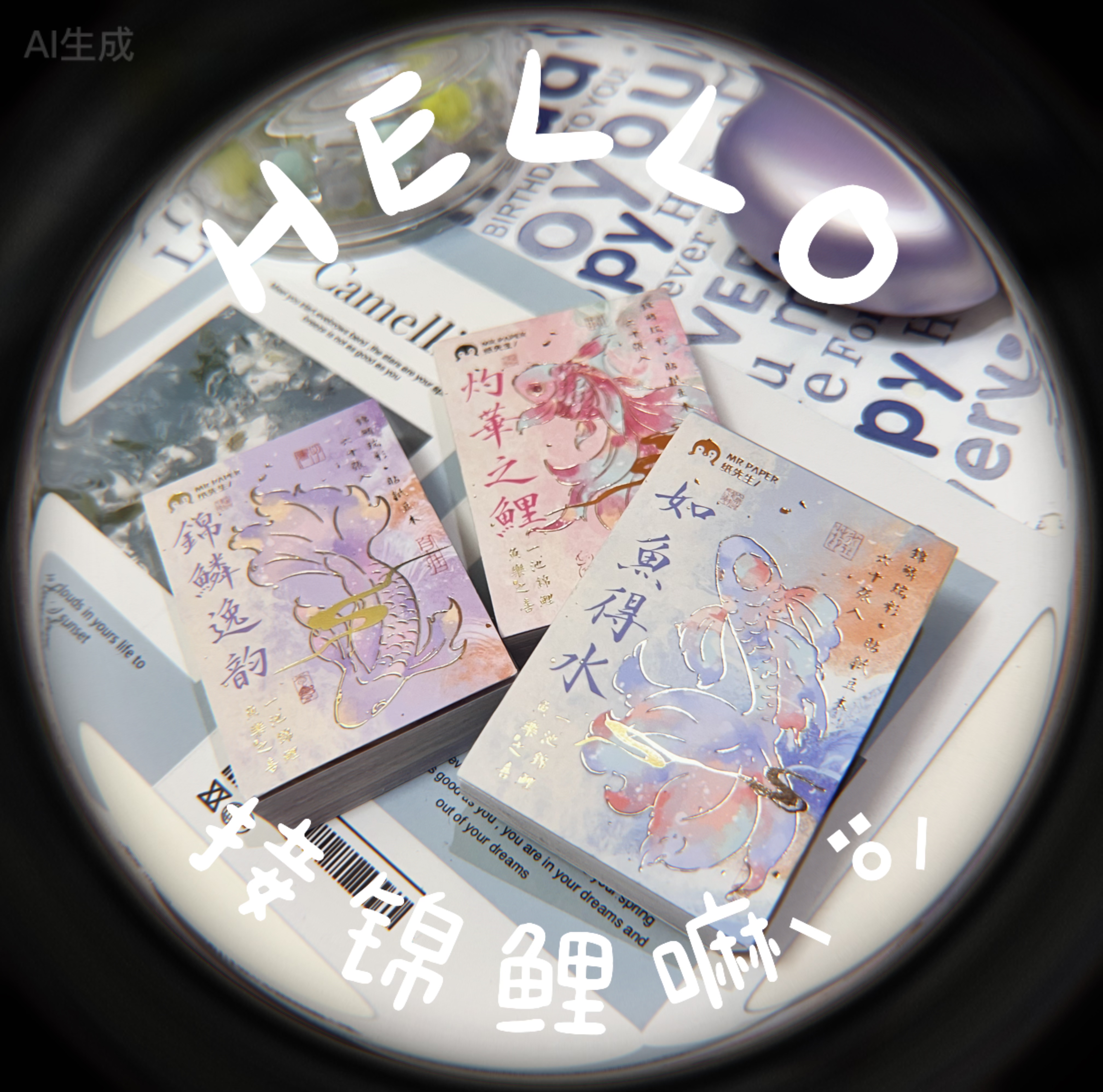 古风中国风好运锦鲤贴纸豆本贴纸书