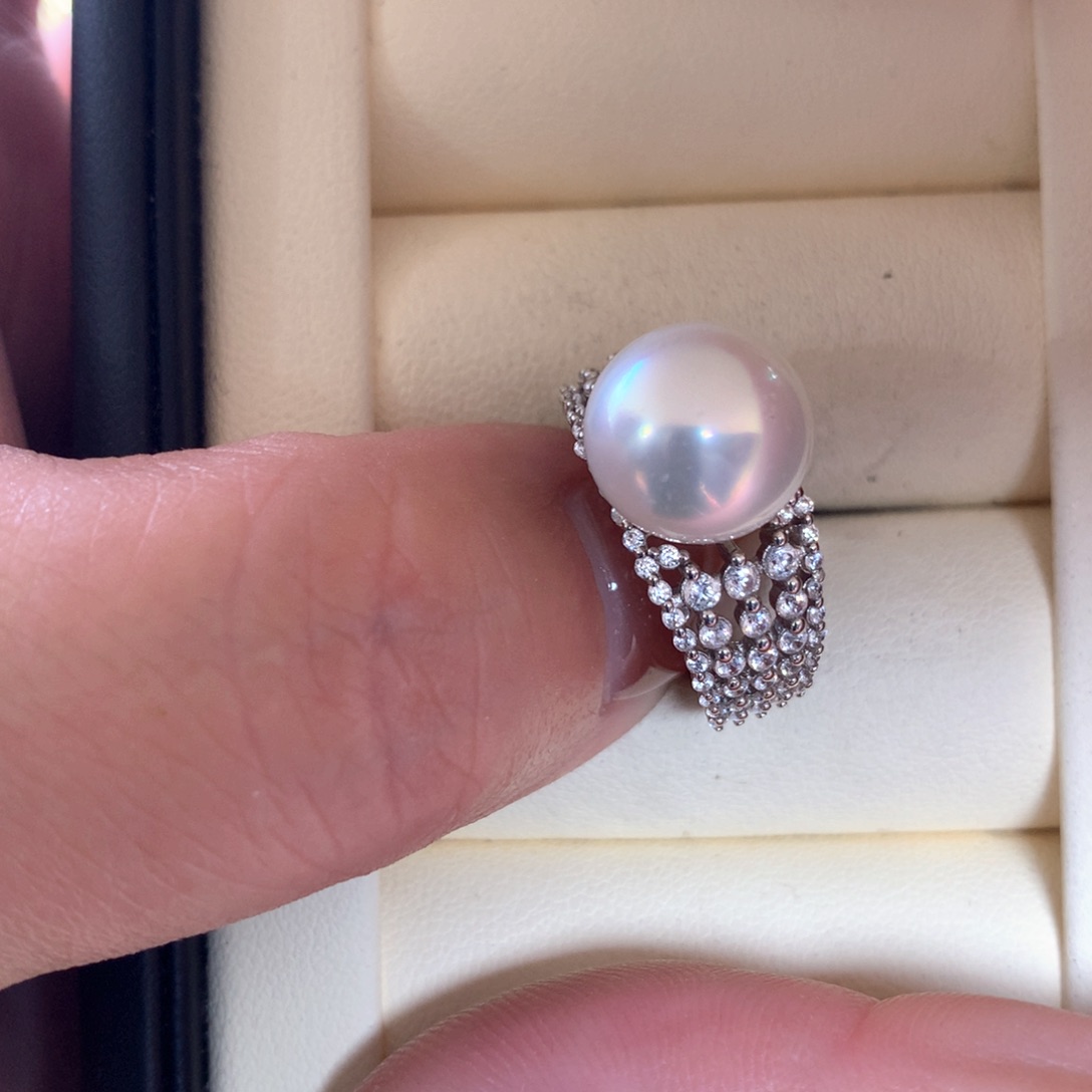 海水珍珠戒指银S925镶嵌
