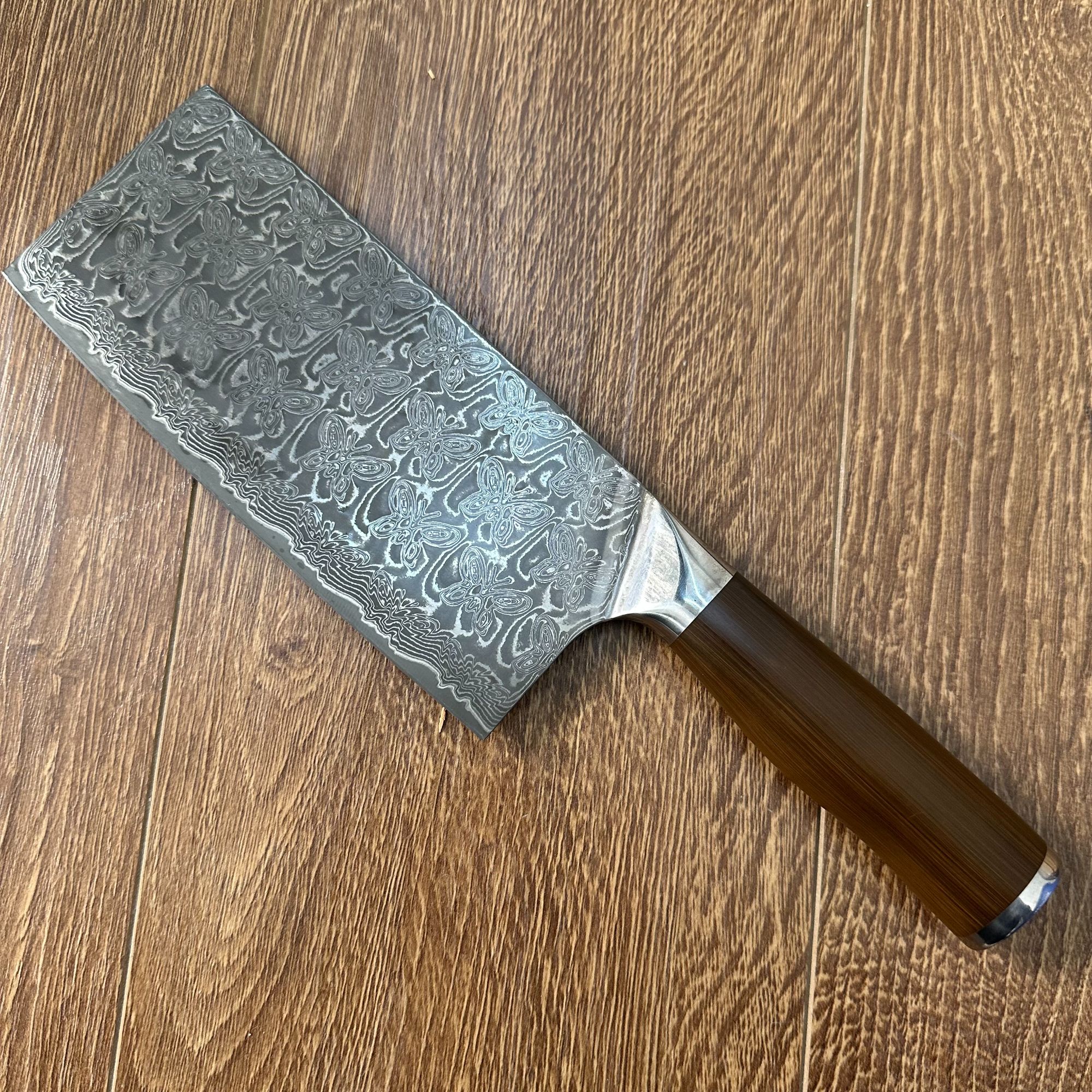 酸洗夹钢大马蝴蝶纹八十一层家用手工锋利厨师厨房用日式耐用