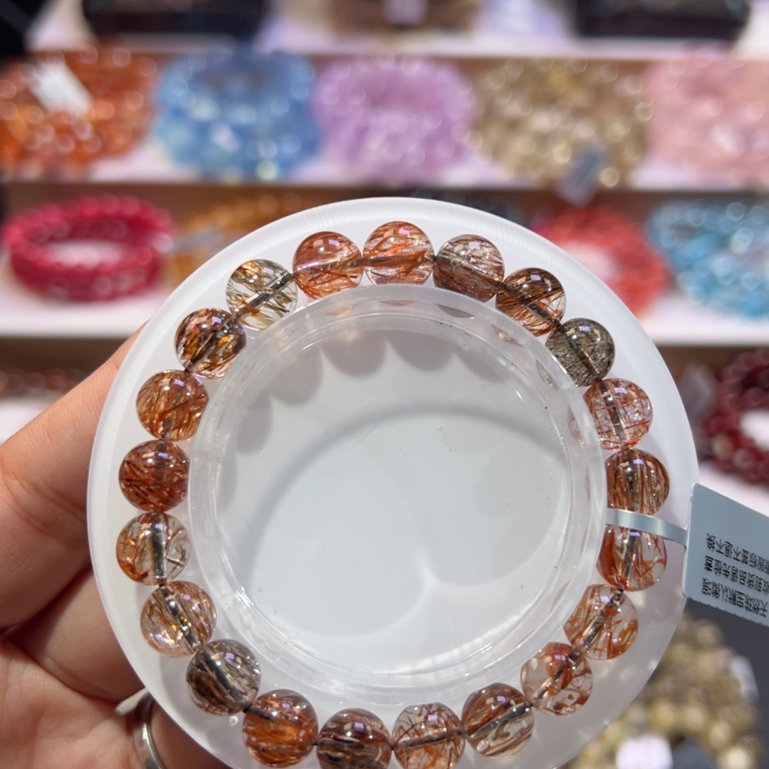 水晶手串未镶嵌上新黑金超七9.2mm