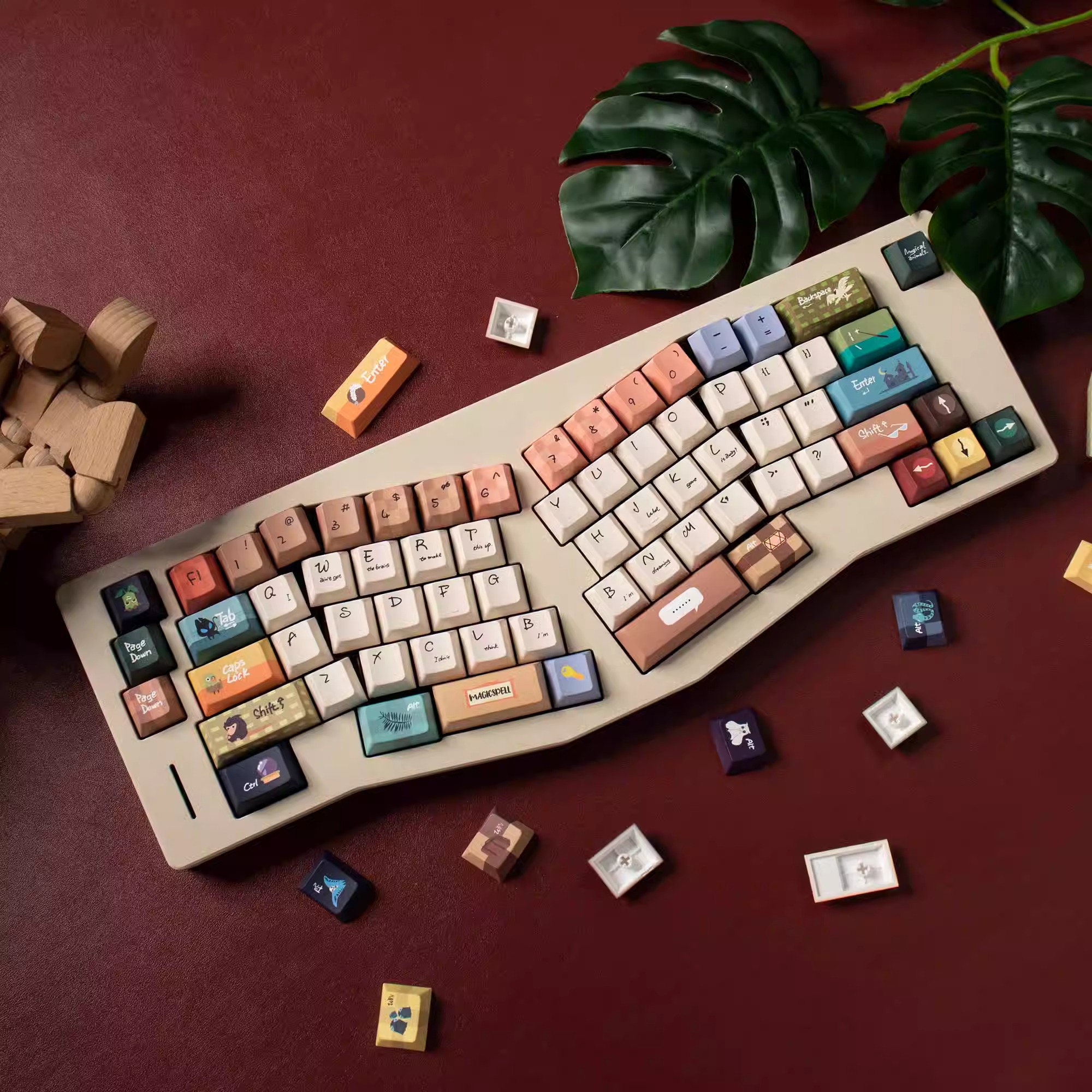 URE原创神奇动物键帽女生大全套PBT热升华原厂/MOA适配美加狮等