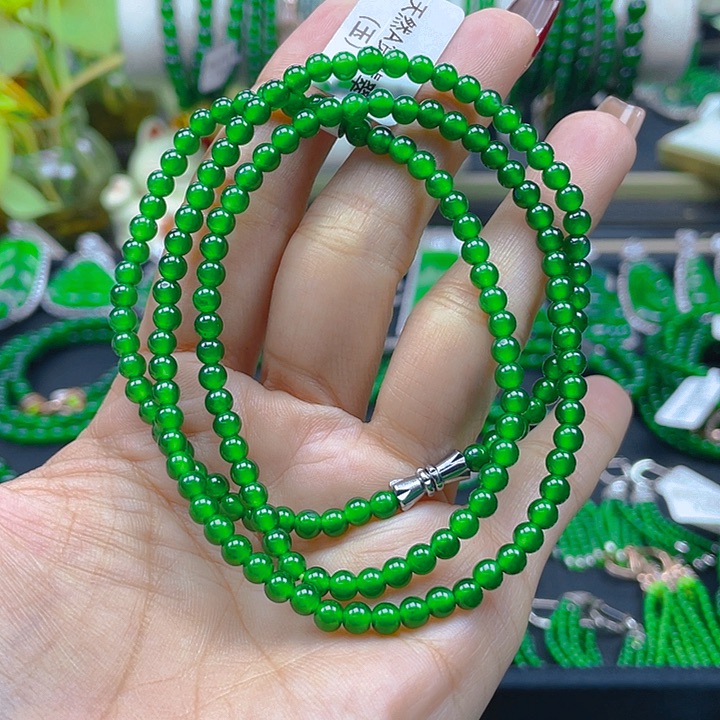 翡翠颈饰未镶嵌圆珠项链4