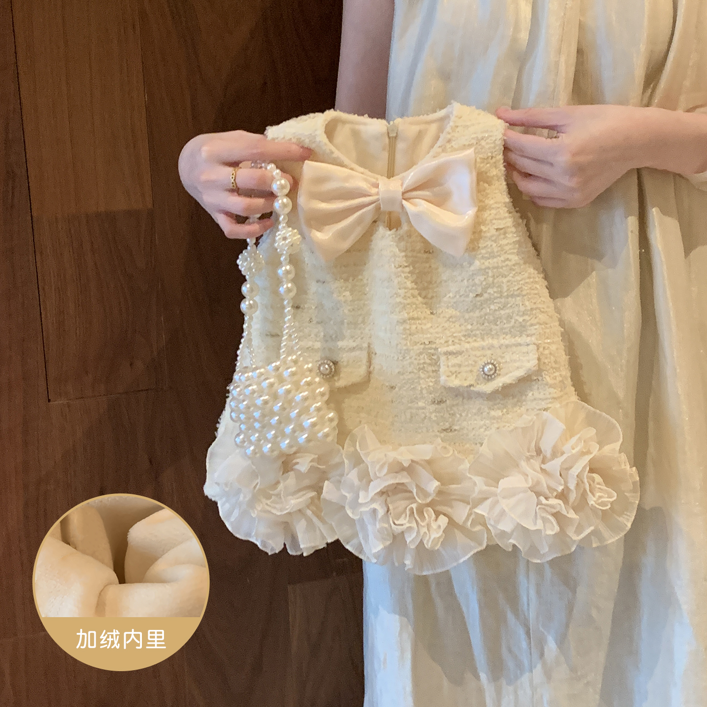 现货 女童小香风背心裙冬装2025新款周岁礼服小童裙女宝宝公主裙