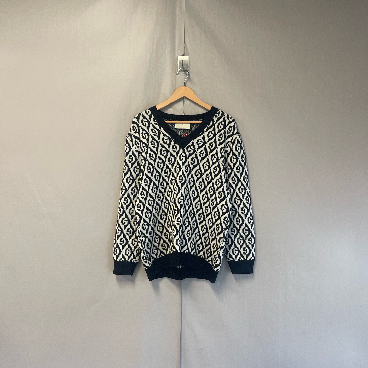 99新 GUCCI/古驰 黑白针织开衫外套毛衣 s码 99新 #7371