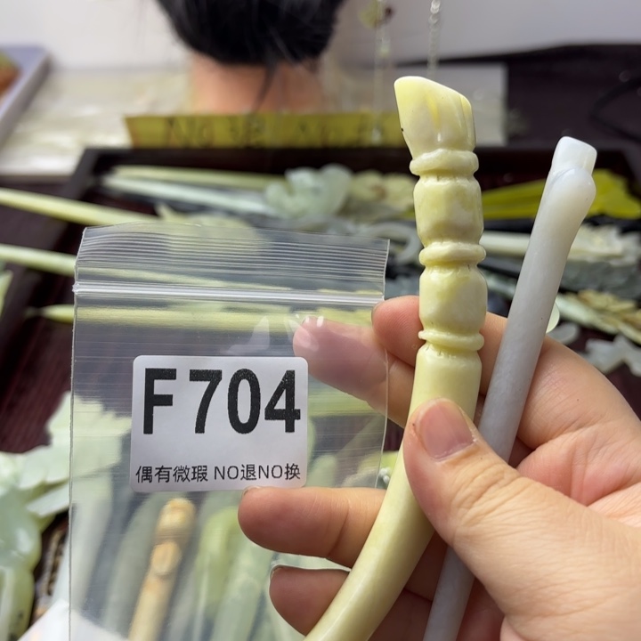 蛇纹石玉发饰合金点****6
