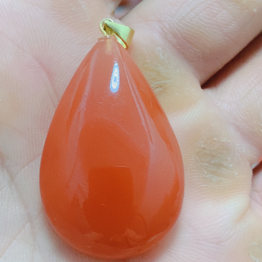 南红玛瑙银S925镶嵌吊坠(不含链)