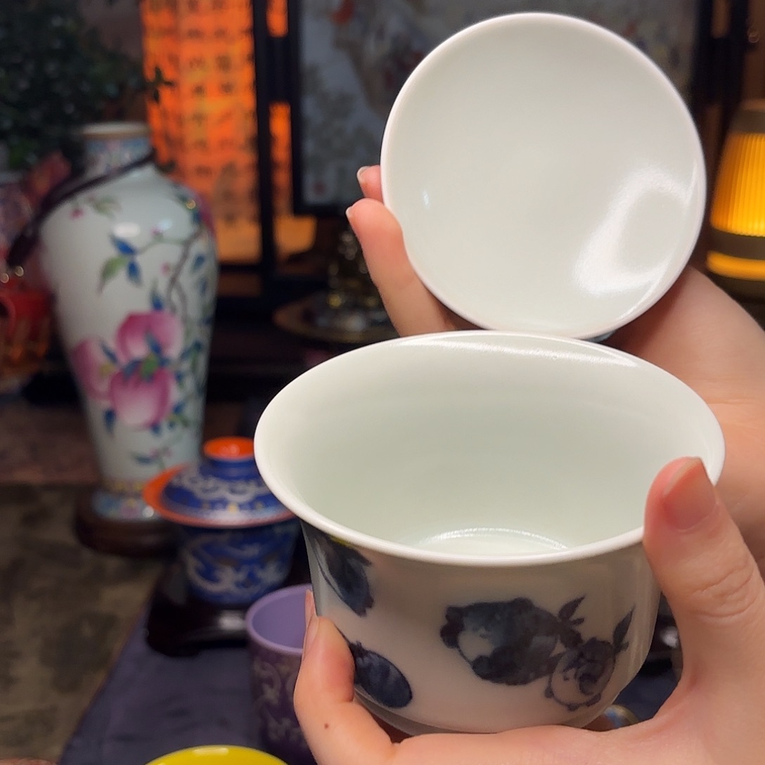 陶升级釉水小众盖碗150cc