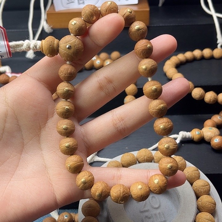 凤眼菩提手串11+铜镶嵌