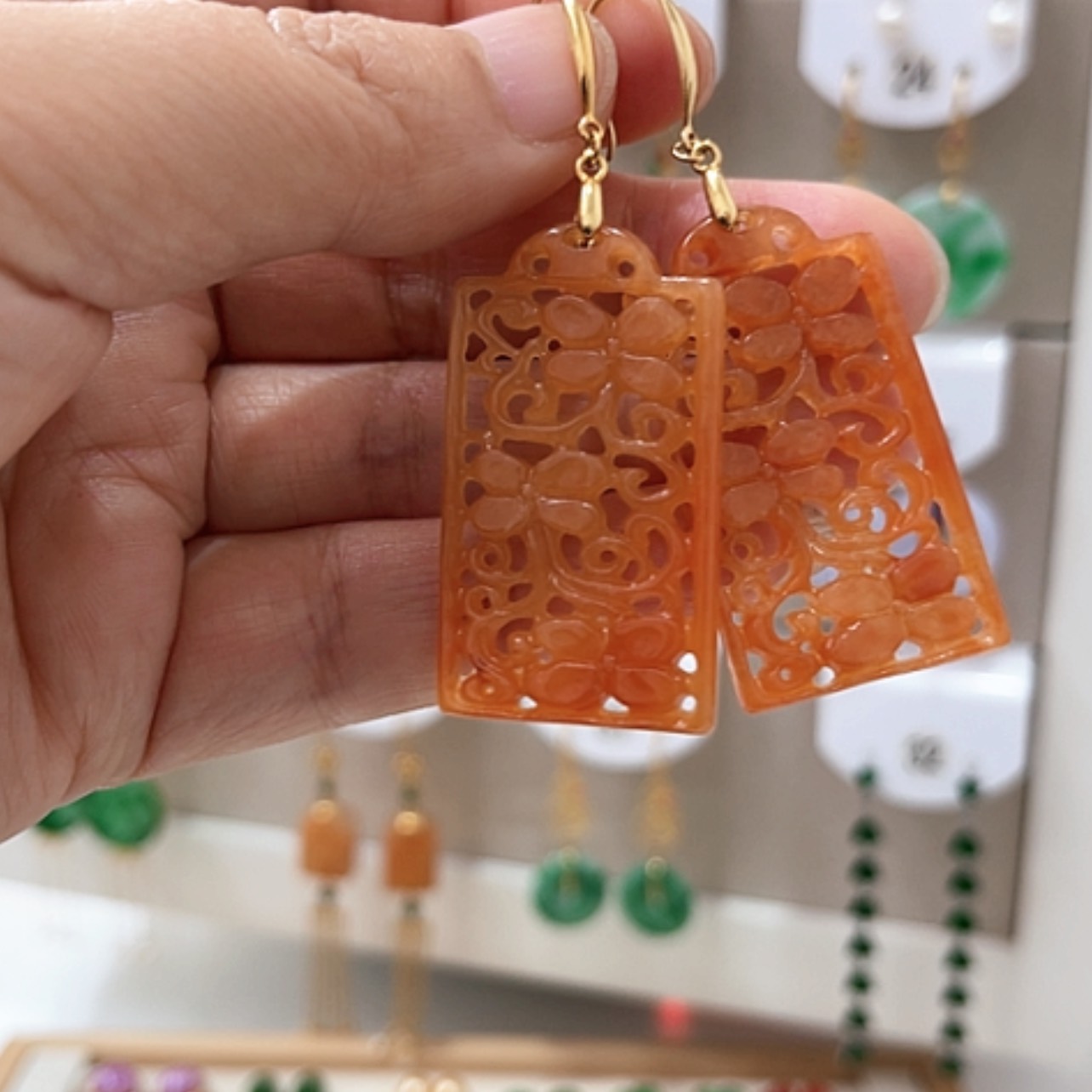 【闪购商品】翡翠耳饰银S925镶嵌翡翠耳坠