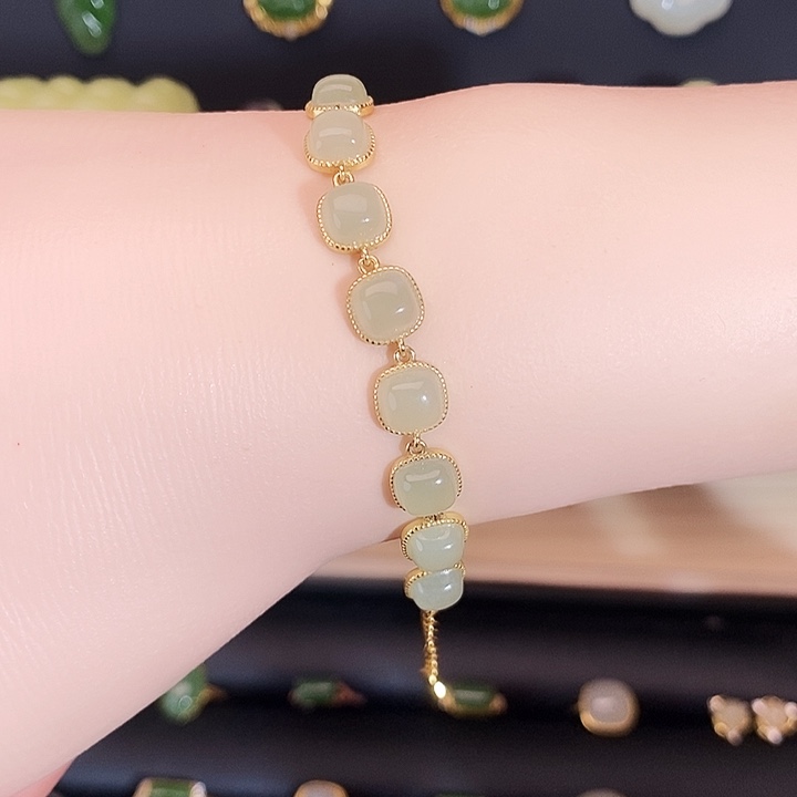 和田玉银S925镶嵌手链晴水