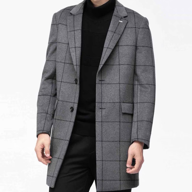 男士春秋商务休闲百搭格子大衣外套/8500
