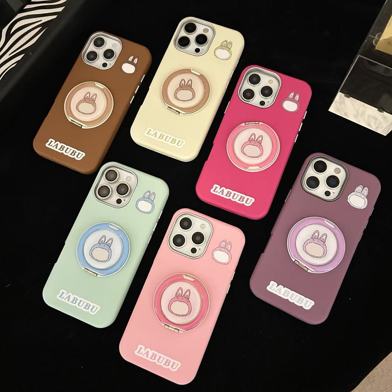 【萌】适用于华为系列二合一皮质可旋转粘贴支点手机壳