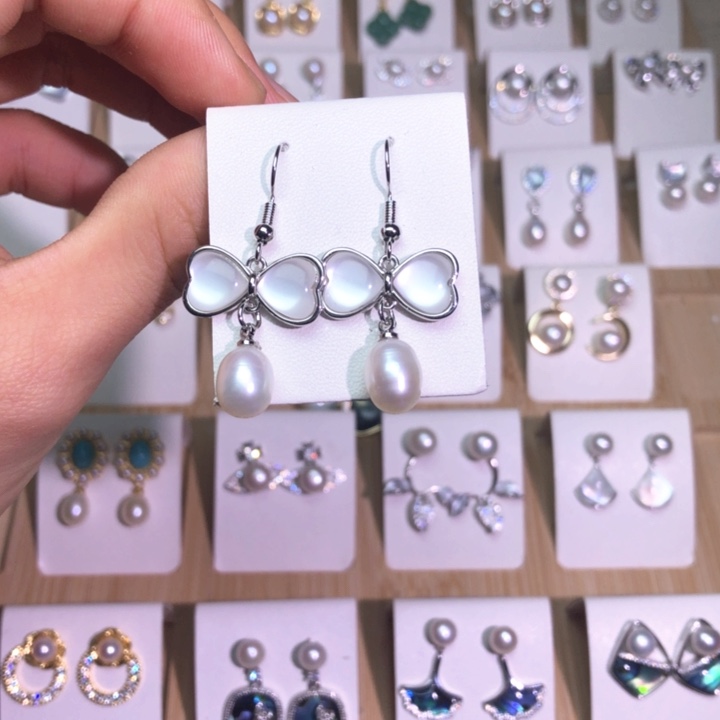 淡水珍珠耳饰银S925镶嵌