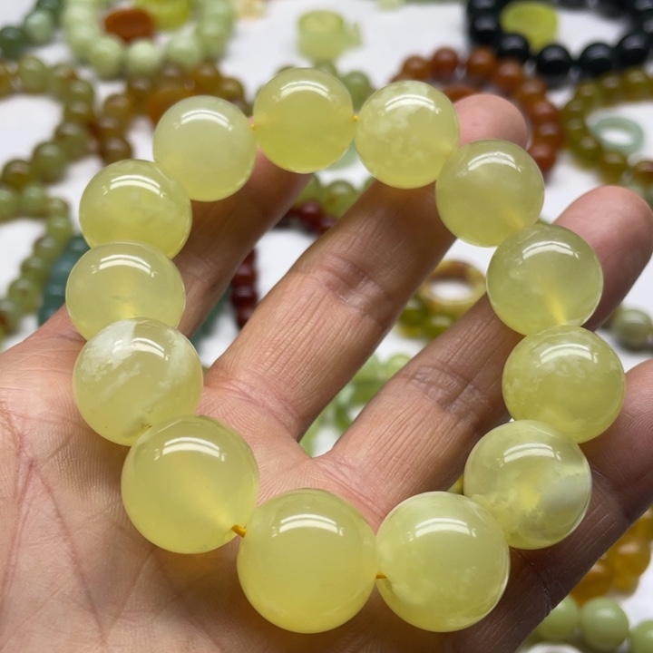 蛇纹石玉手串18+未镶嵌