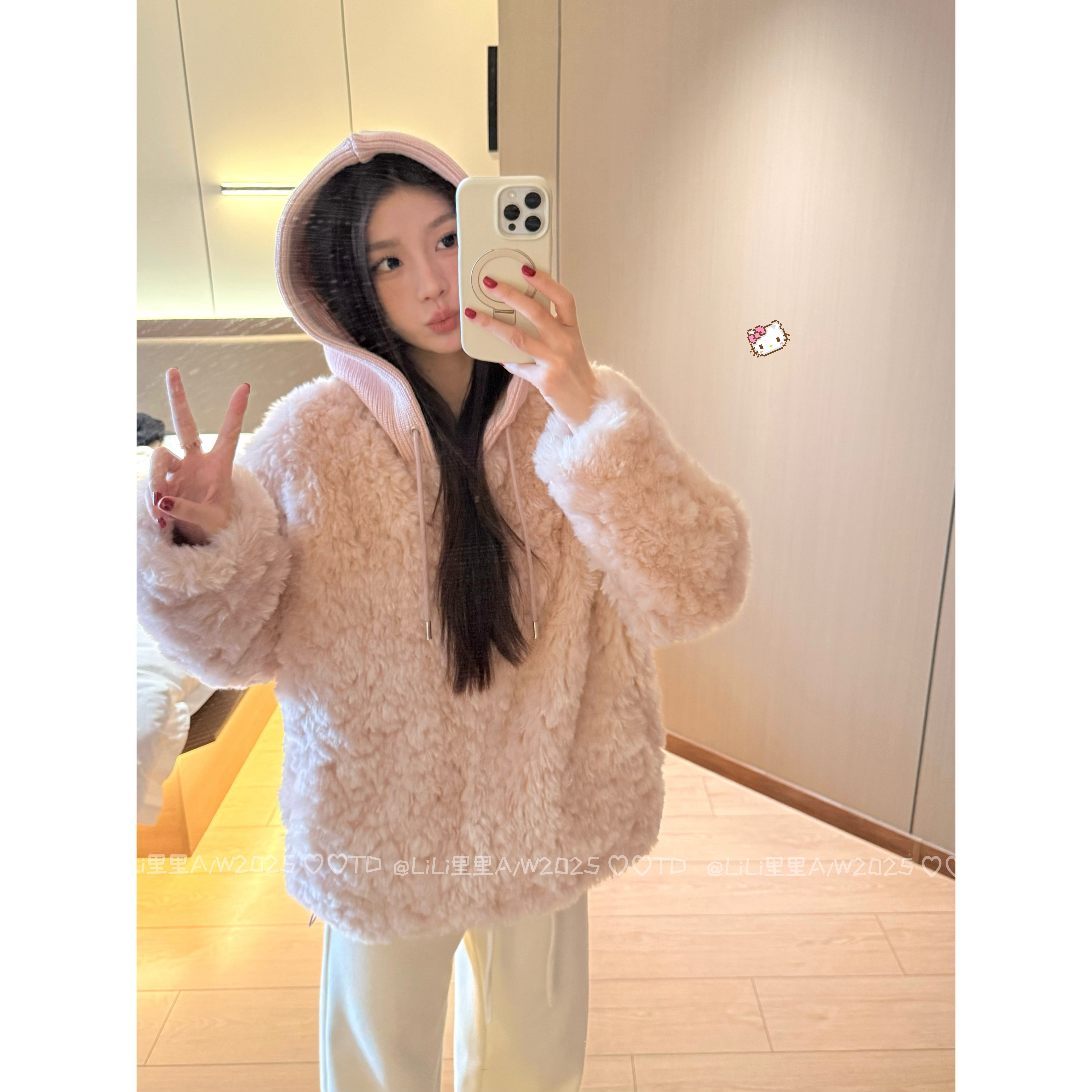 【椰蓉奶芙】韩系减龄百搭针织连帽托卡绒环保毛软糯毛毛外套