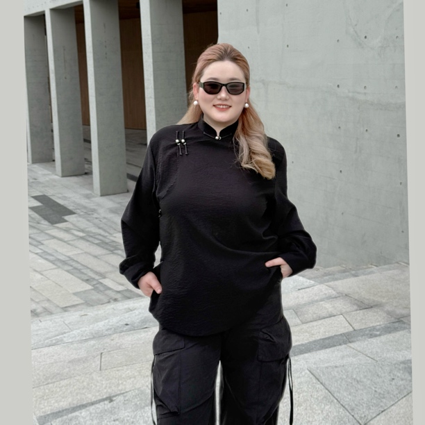 【衣合大码民族服饰】DM002蒙式秋冬衬衣ins褶皱设计款休闲百搭