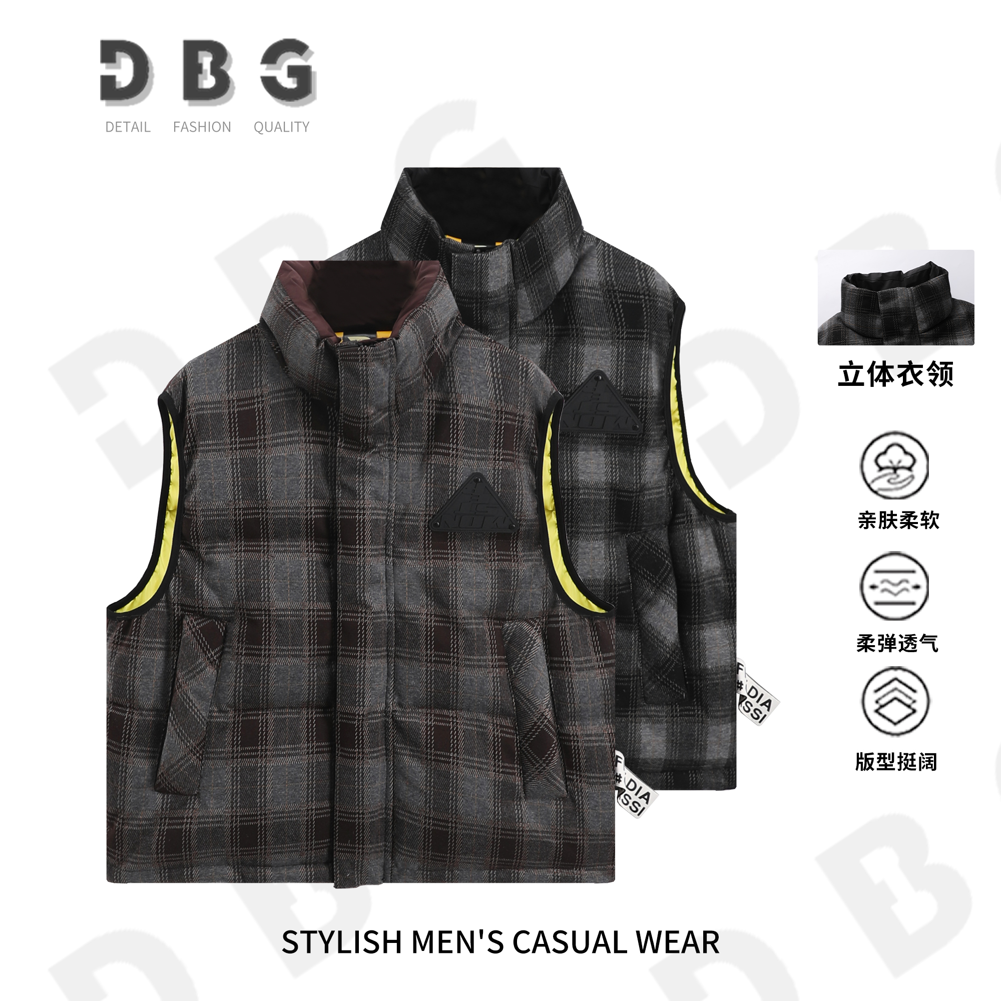 【8812】秋冬百搭男女拼接无袖立领羽绒马甲外套