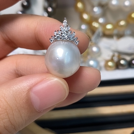 海水珍珠银S925镶嵌颈饰14.22